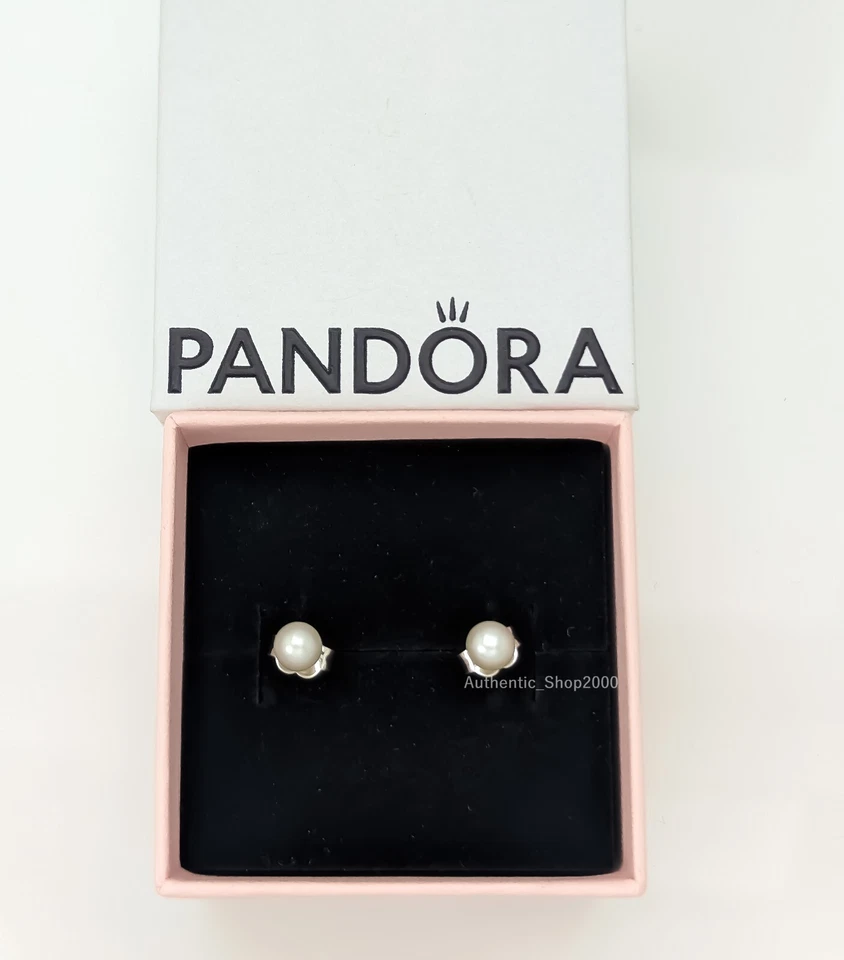 NEW 100% Authentic PANDORA 925 Ale Silver Pearl 4.5mm Stud Earrings 293168C01 - Image 3 of 4