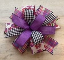10" Spring/Summer Wreath Bow, Lantern Bow - Handmade Purple  Pink