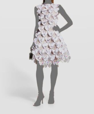 $1200 Paskal Women's White 3D Heart Applique A-Line Dress Size XS