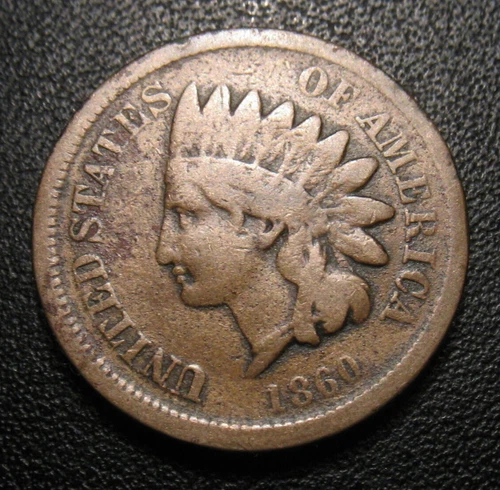 1860 INDIAN HEAD CENT  COPPER NICKEL PENNY POINTED BUST