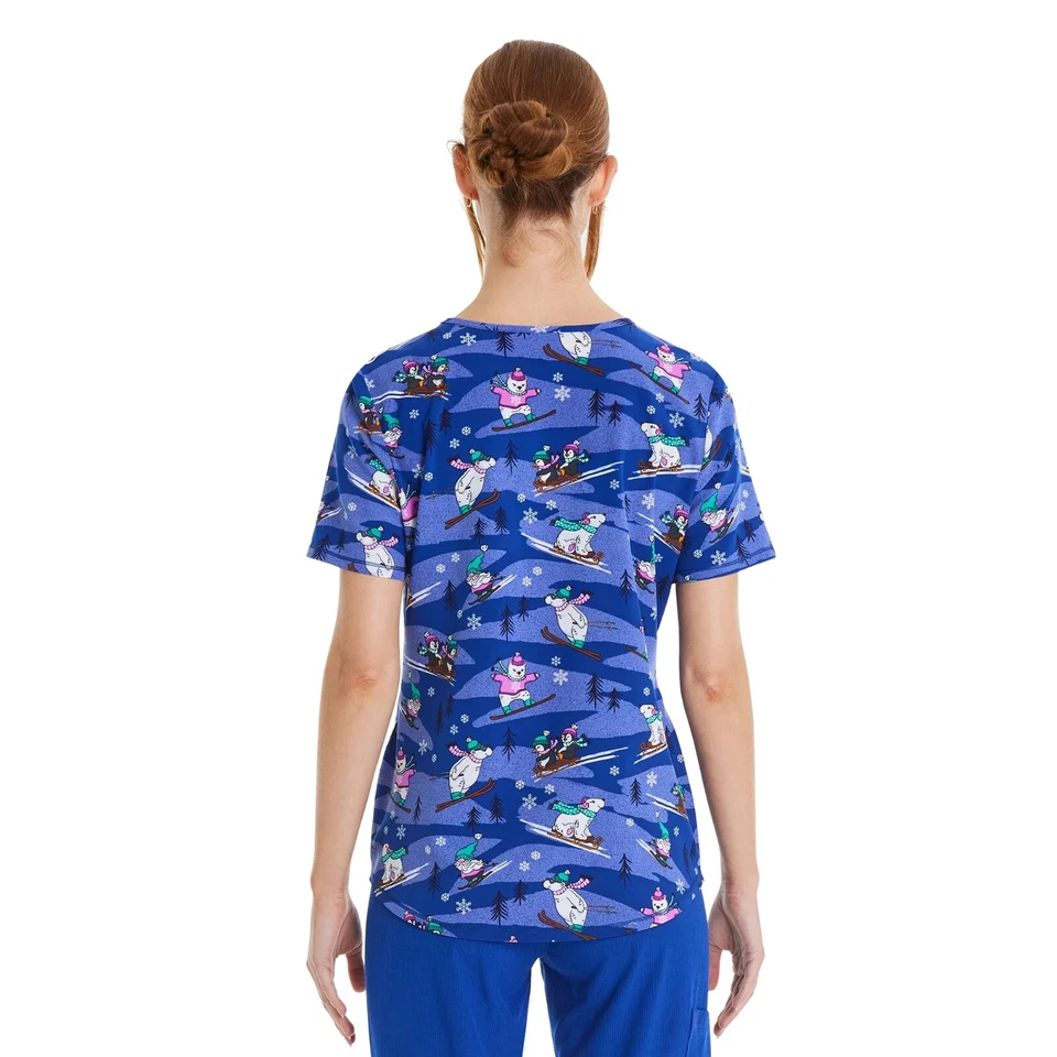 Scrubstar Women's Winter Chillin Scrub Top Size Medium Blue - Image 2 of 4