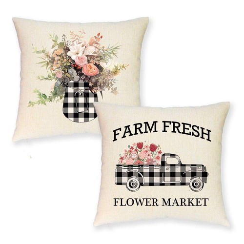 Set of 2 Buffalo Plaid Throw Covers Pillow Cushion Case Farmhouse Home Décor - Picture 2 of 7