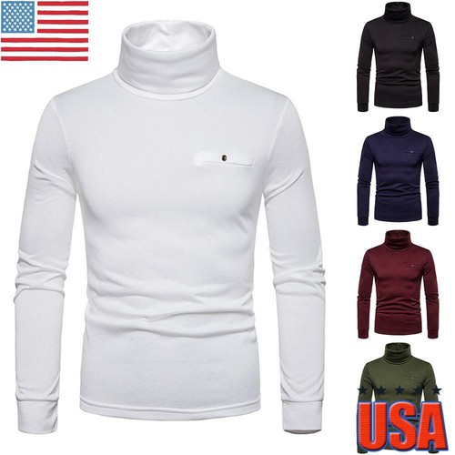 Mens High-Collar Turtle Neck T Shirt 