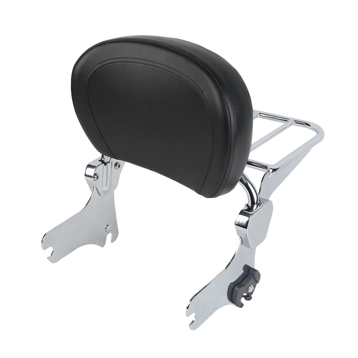 Backrest Sissy Bar Luggage Rack for Triumph Bonneville T100 T120 Street Twin Scrambler 17-22 (Colors: Chrome Backrest with Rack), Chrome SIlver
