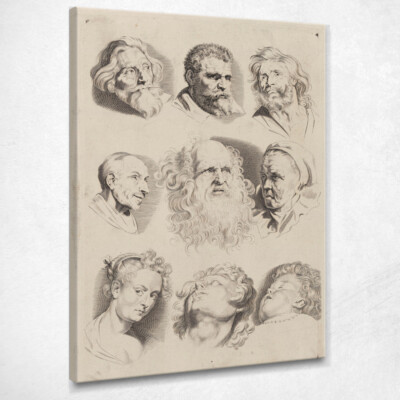 Studio Delle Teste 4 Peter Paul Rubens, ppr194 quadro stampato su tela