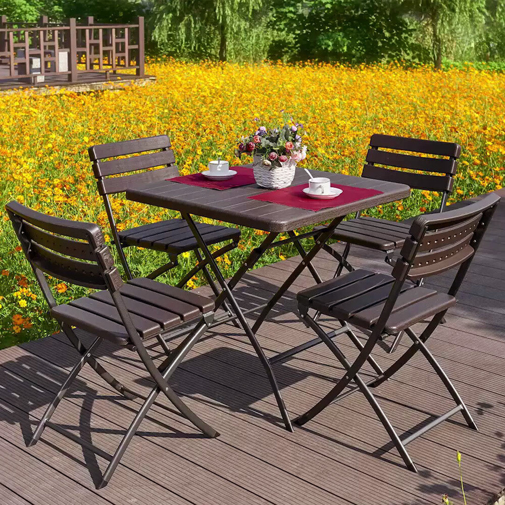 Bistro Table Sahara Faux Rattan Table 3PCS Square Outdoor Garden