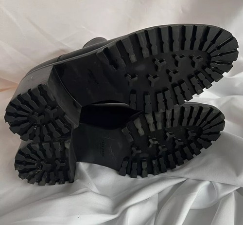 Stivali ZARA neri in pelle tacco grosso 8 lug Chelsea Rocker Goth Punk Grunge - Foto 10 di 24