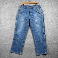 Key Jeans Mens 36x30 (34x30) Blue Denim Double Knee Logger Carpenter Distressed
