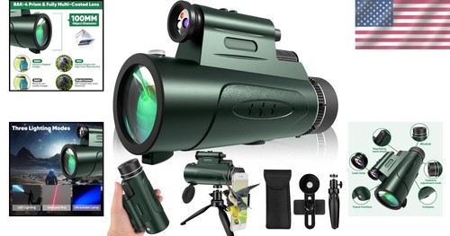 Compact HD Monocular with Adjustable Eye Cup & Smartphone Compatibility - Green - Picture 2 of 7
