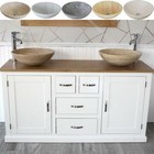 White Bathroom Vanity Unit Cabinet Marble Travertine Bowl Basin Tap Plug 603