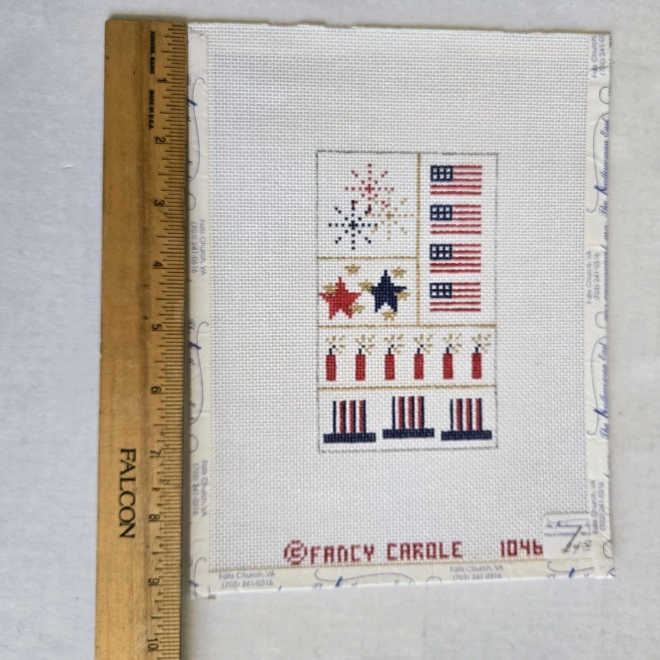 Fancy Carole 4th of July Needlepoint Canvas Patriotic American Flag 1046 - Image 4 of 4