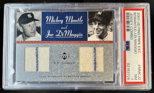2001 Upper Deck Mickey Mantle Joe Dimaggio Jersey Combo #/50 PSA 7