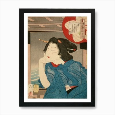 Asian Woman Smoking Art Print Framed Wall Art Poster Canvas Print Picture