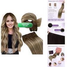 LaaVoo Sew in Weft Hair Extensions Real Human Hair 14 Inch Natural Shine