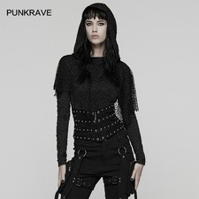 Punk Rave Women Black Gothic Punk Metal Rivet Underbust Corset Waistband