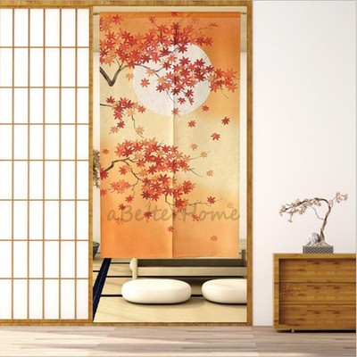 Noren Door Curtain Red Maple Leaf Moon Tapestry Room Divider Home Decor Hanging