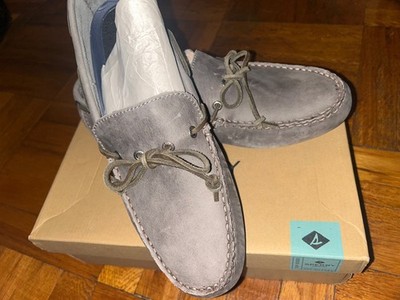 NEW Sperry Mens Hamilton Driver Leather Loafers Shoes Size 11.5 M Gray STS15209