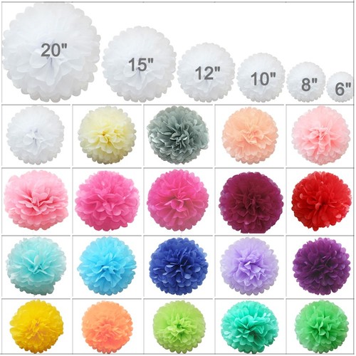 Time to Sparkle 16 PACK Tissue Paper Pompoms Fluffy Flower Party Hanging Decor - Picture 5 of 24