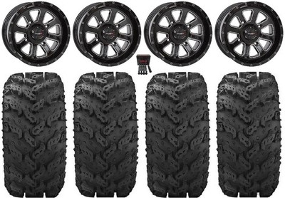 System 3 ST-4 Black 14'' Wheels 28'' Reptile Tires Can-Am Commander Maverick