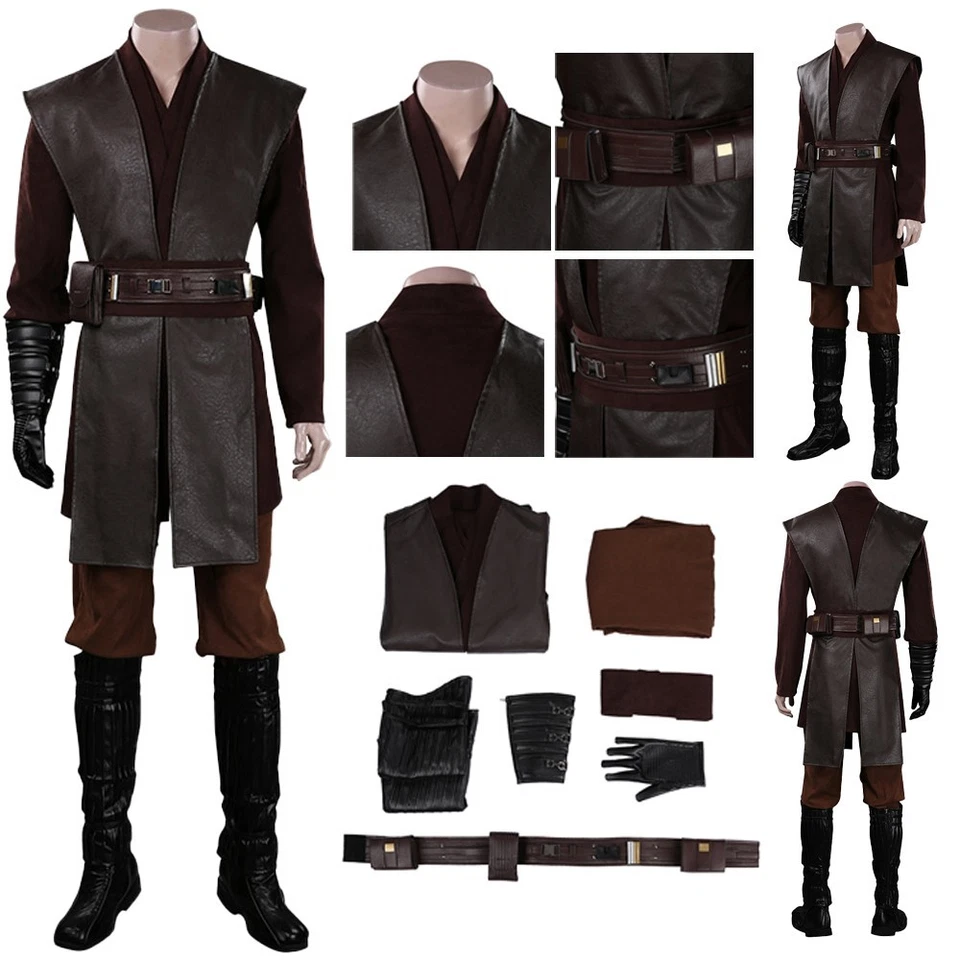 Fantasia Cosplay Anakin Skywalker Cavaleiro Jedi Uniforme Halloween Masculino Chegou 4 dias - Imagem 3 de 4
