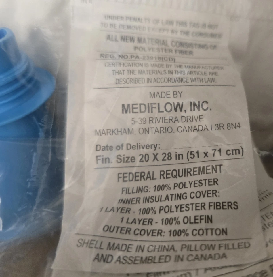 Mediflow Waterbase Pillow Original Water Pillow 20x28 Adjustable Firmness - Image 3 of 4