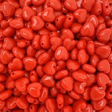 500 Heart Shaped Acrylic Beads 10mm x 11mm with 2.1mm Hole, 10mm, Red