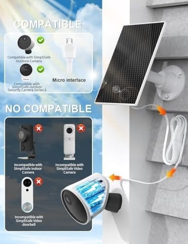 "Solar Panel for Outdoor Security Camera - IP65 Waterproof, 360° Adjustable, 13F