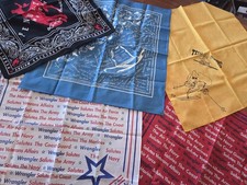 5 Vintage Western Texas Rodeo Bandana Lot Wrangler Whisky Patriot