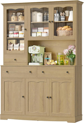 74'' Pantry Cabinet with Storage, 49'' W Kitchen Pantry Storage Cabinet with Micr