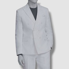 Bar III Men's White Linen Slim Stretch Double-Breasted Jacket Suit Size 38S