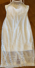 GUESS White Lace Floral High Neck Sheath Midi Dress Sleeveless Summer Party 6