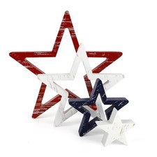 4th of July Decorations Stars Set of 4 Patriotic Red White Blue Outdoor 75