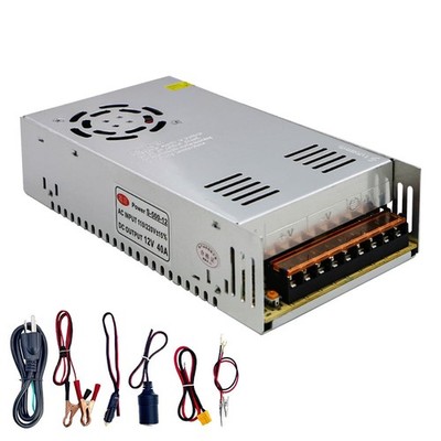 110V AC to 12V DC Transformer, 12V 500W 40A Switching Power Converter, Built-...