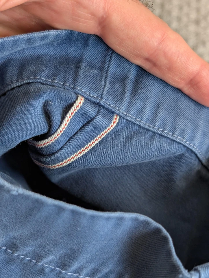 Wallace & Barnes Chino Pants Mens 30x32 Officer Button Fly Blue Selvedge J Crew - Image 3 of 4