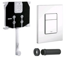 Cassetta Scarico Incasso Wc Grohe + Placca Bianca Skate Cosmopolitan + Canotto