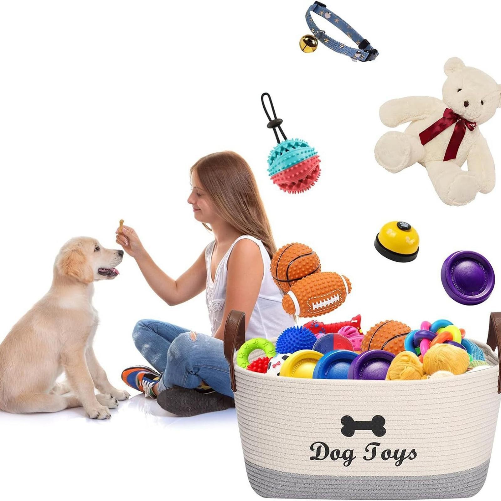 Cesto portaoggetti per giocattoli per cani, grande organizer accessori cani,