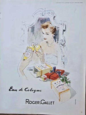 1954 Roger & Gallet Eau De Cologne Perfume Vintage Pierre Pages French Art Ad