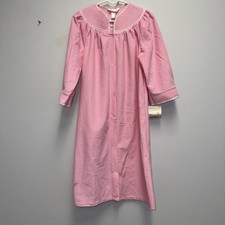Vintage Sears Carriage Court Pink House Coat Robe Snap Front Fleece Small 8-10