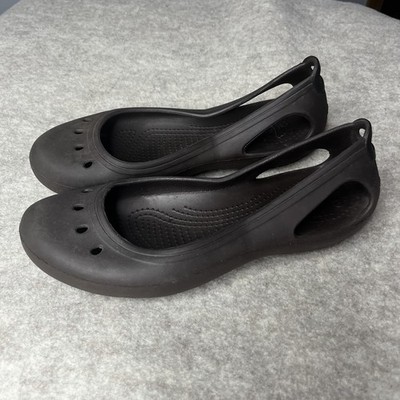 Crocs Kadee Ballet Shoes Slip On Women 8 Brown Comfort Casual Rubber Flats