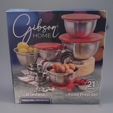 Stainless Steel Branfield 21 Piece Kitchen Prep Set Bowls + Lids NEW Measuring C