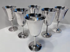 Set Of 6 Vintage Crescent Silver Plated Goblets 6 1/2" USA