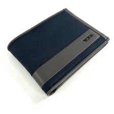 TUMI Men's SLG Double Billfold Wallet Navy and Gray