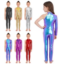 Kids Girls Dancewear Figure Ice Skating Jumpsuit Gymnastic Bodysuit Athletic