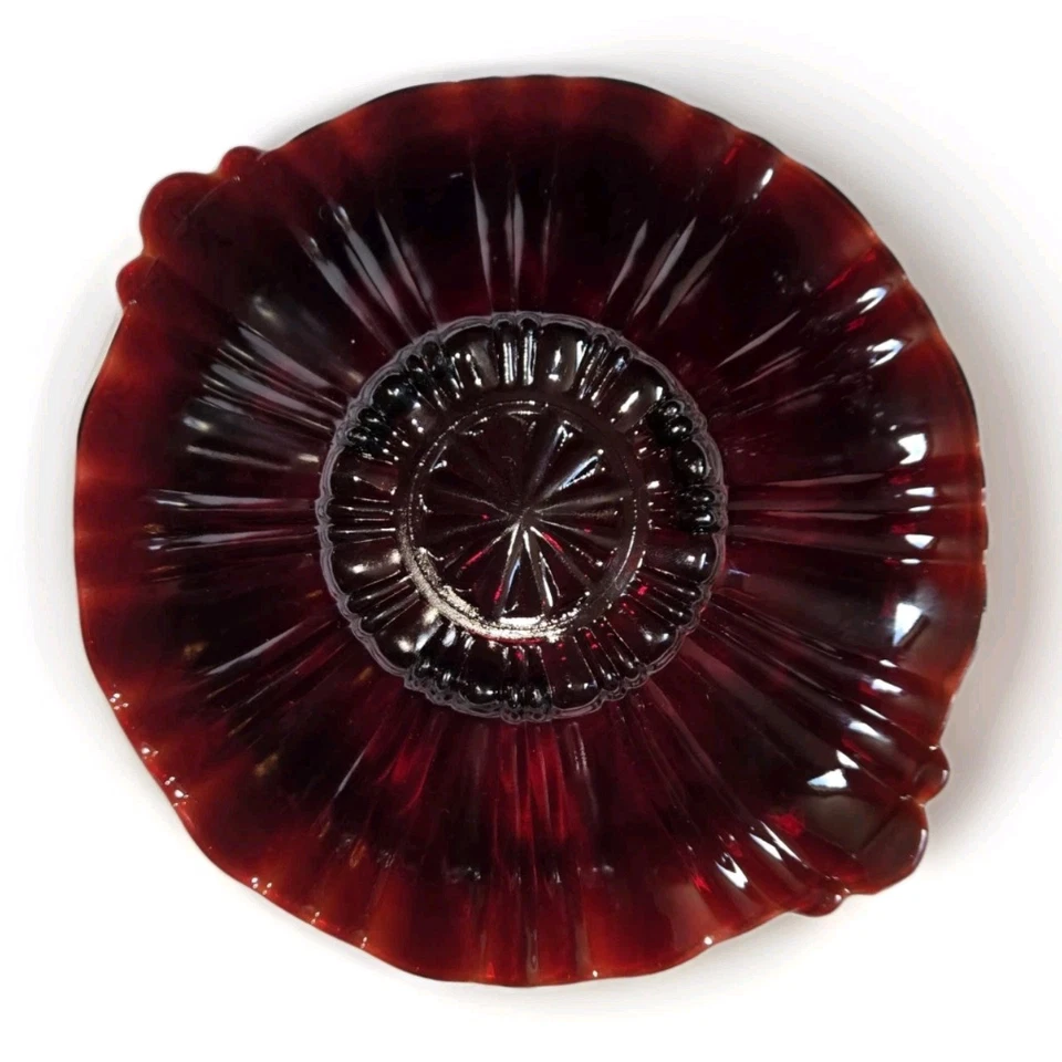 Royal Ruby Old Café Vintage 8.75" Round Tray Handled Plate 1936-1940 AH - Image 3 of 4