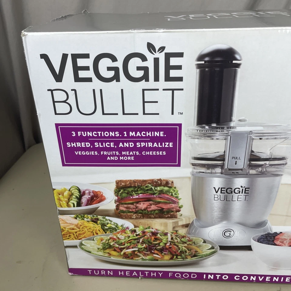 Veggie Bullet 3 Functions Slice Shred Spiralize Food Processor w/ Box NEW - Image 2 of 4