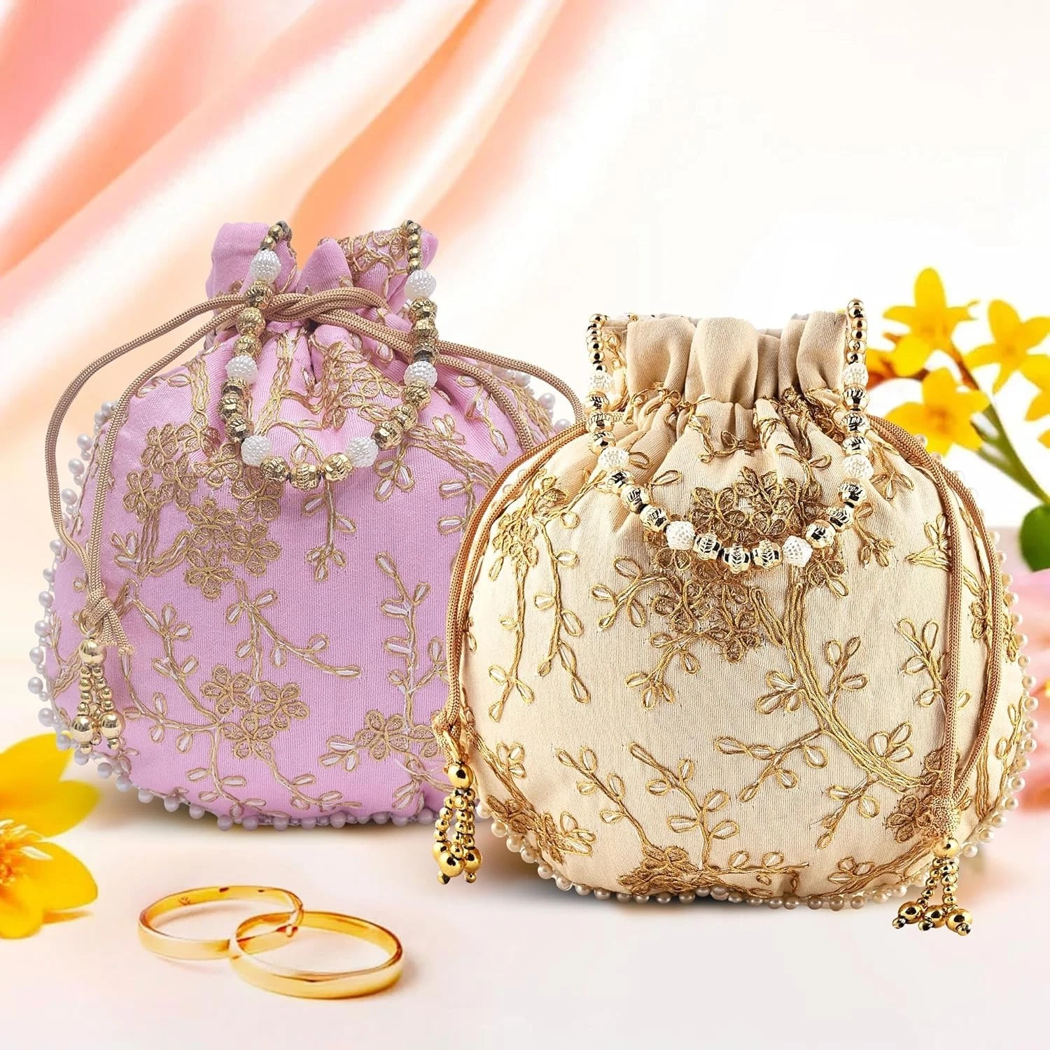 Embroidered Potli Silk Storage Potli Pouches for Jewelleries Handmad Gift Bags 2