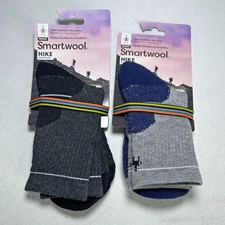 Smartwool 2 Pack Men's Hike Merino Wool Crew Socks Athletic Size M 2 Colors Mix