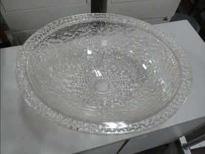 JSG Oceana 17'' Pebble Undermount Glass Sink in Crystal Reflections