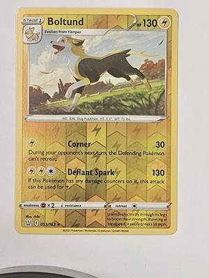 Boltund 053/163 Rare Battle Styles Pokemon Reverse Holo NM/M