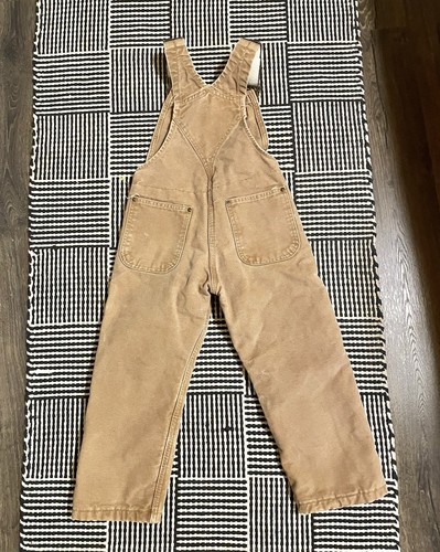 Vintage Carhartt Insulated Canvas Bib Overalls Youth Sz Small Brown Y09 BRN USA